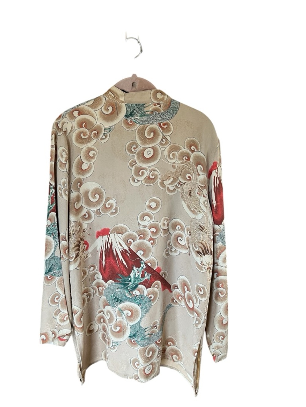 Vintage 90 Citron Santa Monica Silk Dragon Fuji Blouse M Wearable Art Boho Luxe - Picture 3 of 6